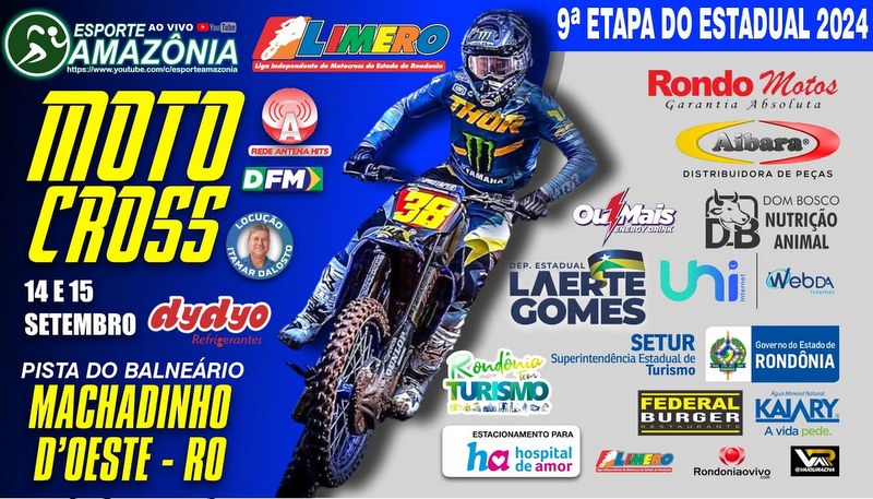 VÍDEO: Assista AO VIVO a 9ª Etapa do estadual de motocross direto Machadinho D´Oeste